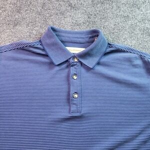 Tommy Bahama Mens M M Blue Stripe Short Sleeve Collared Polo Shirt